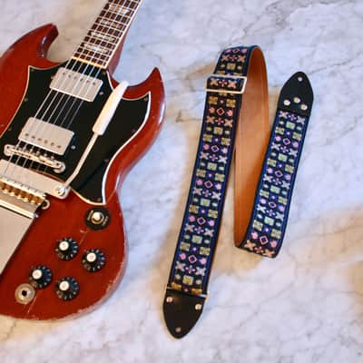 Vintage 70s Purple 'Woodstock' Guitar Strap Replica image 1