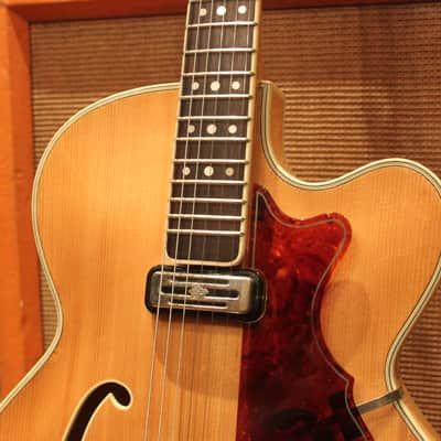 Vintage 1960 Hofner President Thin Natural Archtop Hollow Guitar No.401 w/ OHSC image 6