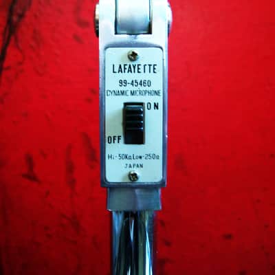 Vintage 1960's Lafayette 99-45460 dynamic Satin Chrome microphone w desk stand & cable Lafayette Olson Midland # 1 image 4