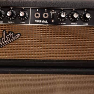 1964 Fender Bassman 2-Channel 50-Watt 2x12" Piggyback Guitar Amp Black Panel image 4