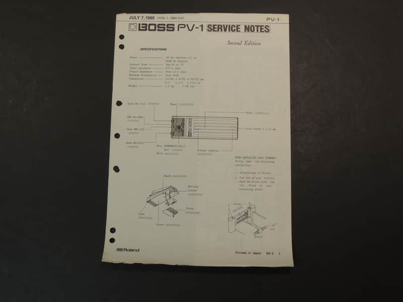Roland Boss PV-1 Service Notes
