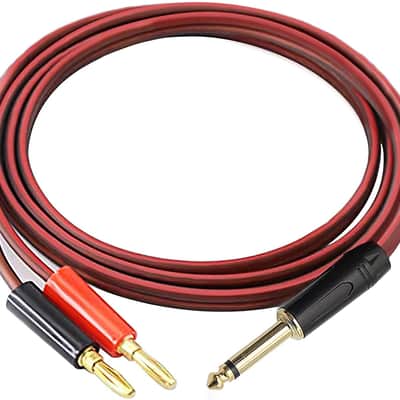 6.35mm to Banana Plug Speaker Cable, 1/4 TS Speaker Wire Cord to Dual Banana 4mm Plugs Audio Cable OFC HiFi Speaker Wire for DJ Application, Mixer -2m image 1