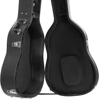 Acoustic Guitar Hard Case, 43.31 in Gourd-Shaped Guitar Hard Case, With Lock Latch Key Handle, PVC Padding Soft Lining Water-Resistant Hard Shell Guitar Case, for 39-41 in Acoustic Guitar, Black image 3