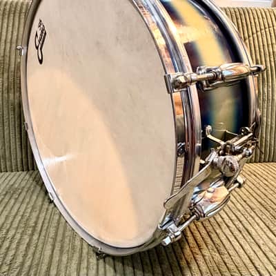 Vintage 1958 Slingerland Radio King Student Model 5.5x14 8-Lug Snare — Blue/Silver Duco — Dated Shell, New Evans Heads (Video Demo) image 15