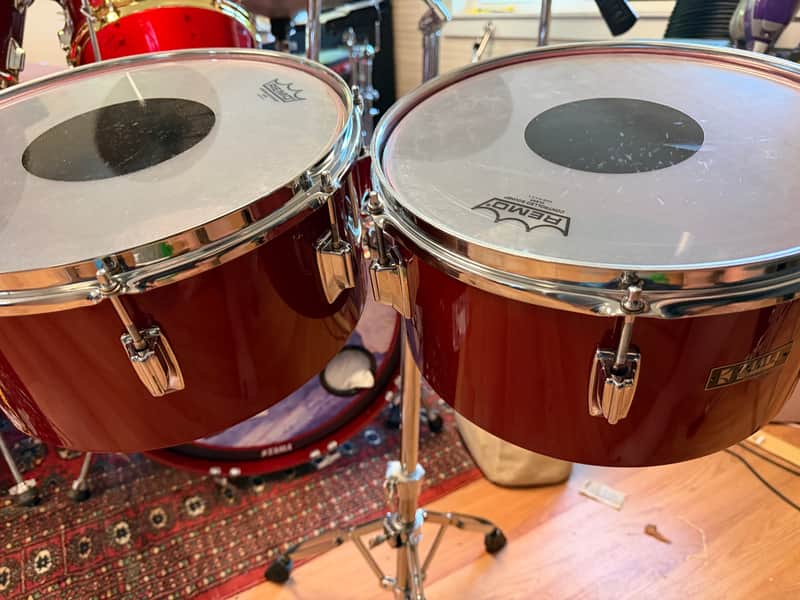 Tama Superstar Timbales - early 80s - Candy Apple Red (fresh paint - formerly super Mahogany) image 1