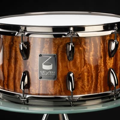 The Seven Six Drum Company Waterfall Bubinga Ultra Thin Reso Series 7x14 Custom Solid Stave Snare Drum image 1