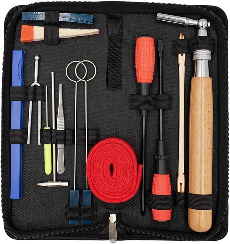 Piano Tuning Kit, Professional 16 pcs Piano Tuner Tools Including Tune Hammer Lever Felt, Mutes, Fork,Tuning Wrench,Temperament Strip,Piano Repairing Accessories image 1