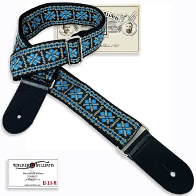 Walker & Williams H-13-M Vintage Series Woven Hootenanny Hippie Strap Blue & Grey image 9