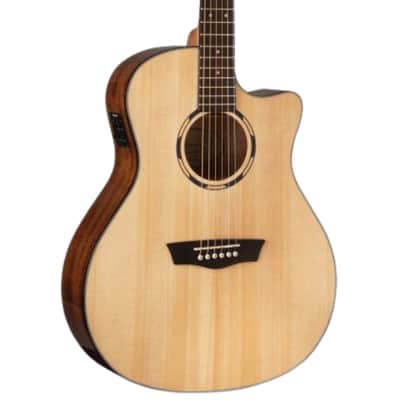 Washburn WLO10SCE Woodline Acoustic Electric Guitar. Natural image 4