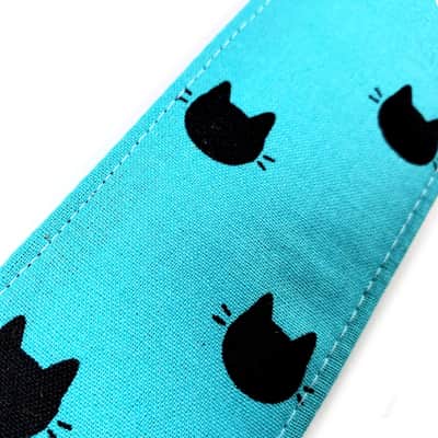 Cat Polka Dot Guitar Strap - Adorable Teal Cat Handmade Guitar Strap- Double Padded-Cool Guitar Strap- Guitar Strap for Electric Acoustic image 4