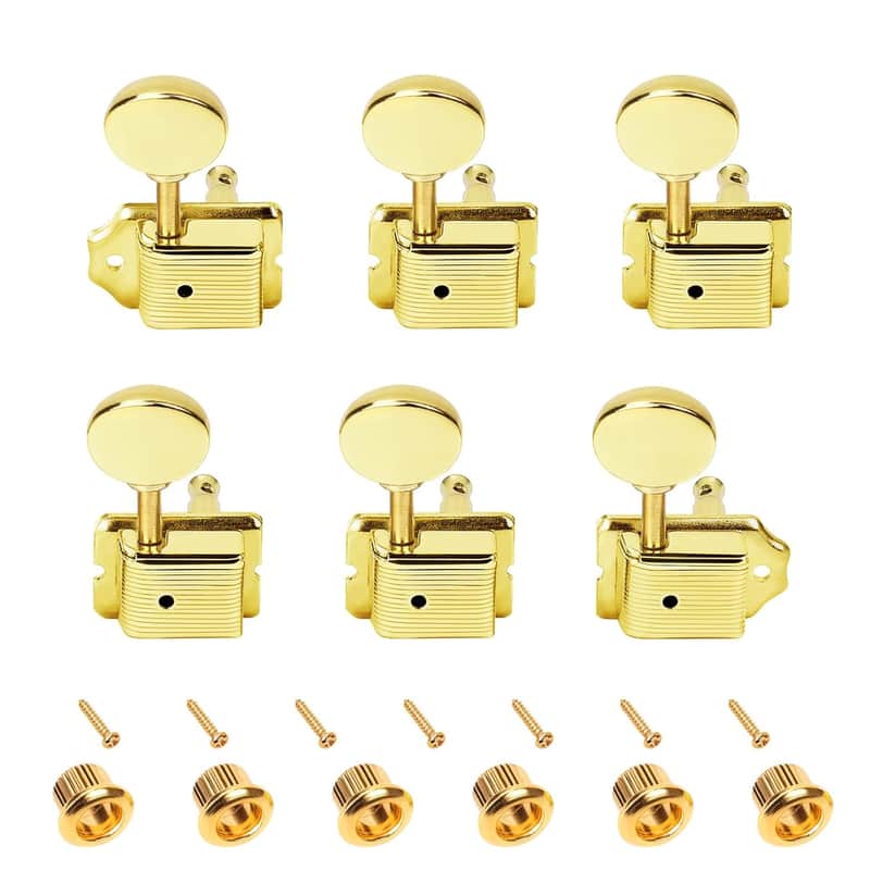 Brand New  Vintage Guitar Tuning Pegs Keys 15:1 Ratio 1+4+1 Guitar String Tuning Machines 8mm (5/16") for /Squier Classic Vibe Tele Strat ST Guitar Pack of 6 JT/JXQ-07 Golden image 1