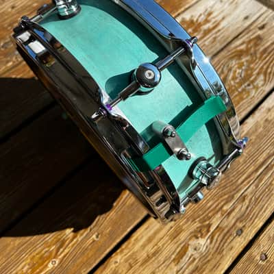 Custom made Snare Drum 12” x 5” Maple Snare 2025 - Distressed Retro Blue Venetian Plaster image 2