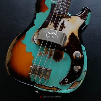 Fender Standard Pricision Bass Seafoam Green on Sunburst Heavy Relic Aged (RARE) image 2
