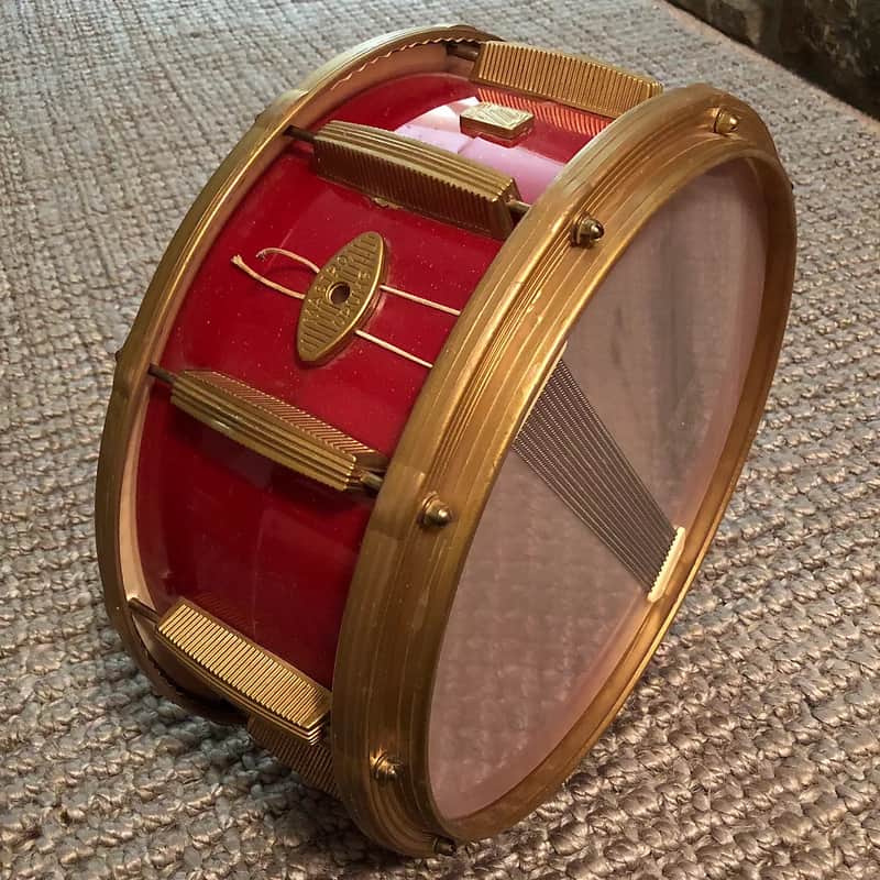 Mastro 5.5x13" Plastic Snare Drum Red Sparkle 1960s image 2