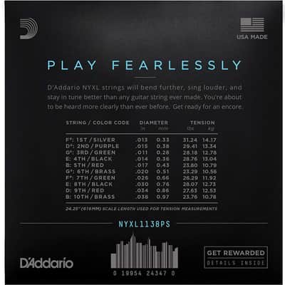 D'Addario NYXL1138PS Nickel Wound Pedal Steel Guitar Strings, Regular Light, 11-38 image 2