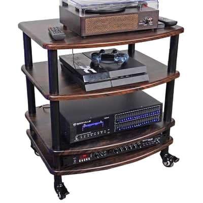 Pair Rockville RockShelf 58D Dark Wood 5.25" Bookshelf Speakers+28" Stands+Rack image 25