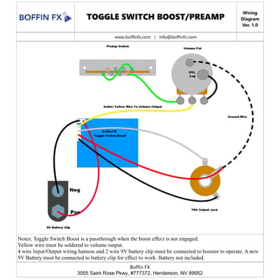 Boffin FX Toggle Switch 20dB Boost Onboard Guitar Preamp (Round Handle) image 8