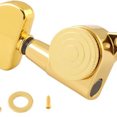 Locking Guitar String Tuning Pegs Tuning Keys Machine Heads Tuners 1:18 Gear Ratio 6 In Line for Right Handed Electric Guitar or Acoustic Guitar Parts Accessories Half Round Head Gold. image 2