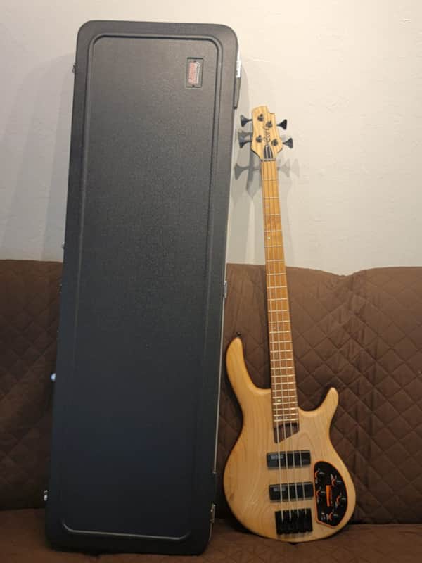 Cort B4ELEMENTOPN Mahogany Body Ash Top 5pcs Walnut & Panga Panga 4-String Electric Bass Guitar w/Hard Case image 1