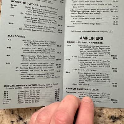 Gibson Price List 1970 Les Paul custom standard personal SG ES 335 Dove J 200 image 11
