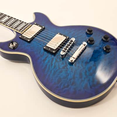 Agile AD-3200MCC Multi-Radius Blue Quilt Scale Electric Guitar with Binding and Trapezoid Inlays image 2