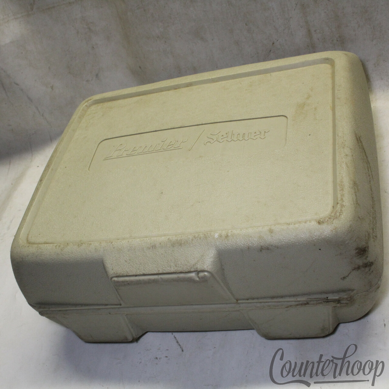 Premier 5.5x14"Molded Plastic Snare Drum Case Vintage 70s UK Stand/Stick Section — main photograph