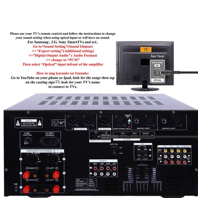 IDOLmain 8000W Pro Mixing Amplifier & 4000W Speakers & Dual Wireless Microphones Home Karaoke System image 4