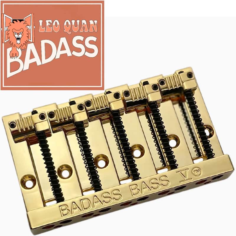 NEW Leo Quan® Badass V™ Bass Bridge for 5-string Fender P/Jazz Bass® - GOLD image 1