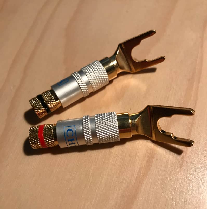 CHK Angled Speaker Spade Connectors - Gold Plated - Pair (LS5001R&B) image 1