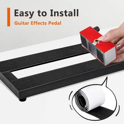 Small Guitar Pedal Board, 15x5.7x1.18", Aluminum Alloy Black Effects Mini Pedal Board with Adhesive Hookside Tape image 4