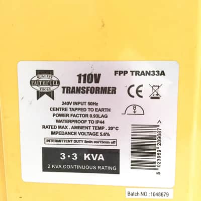 110V Transformer 3.3 KVA + Cables Owned by Sonic Youth image 2