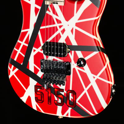 EVH Striped Series 5150 Maple Fingerboard Red with Black and White Stripes (377) image 1