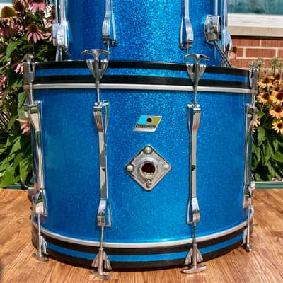 1970s Ludwig Mach 5 Pro Beat Drum Set Blue Sparkle 24/12/13/16 image 16