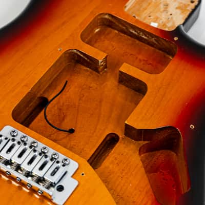 3-Tone Sunburst Stratocaster Body w/ Massive Route For Any Pickup Combo image 9
