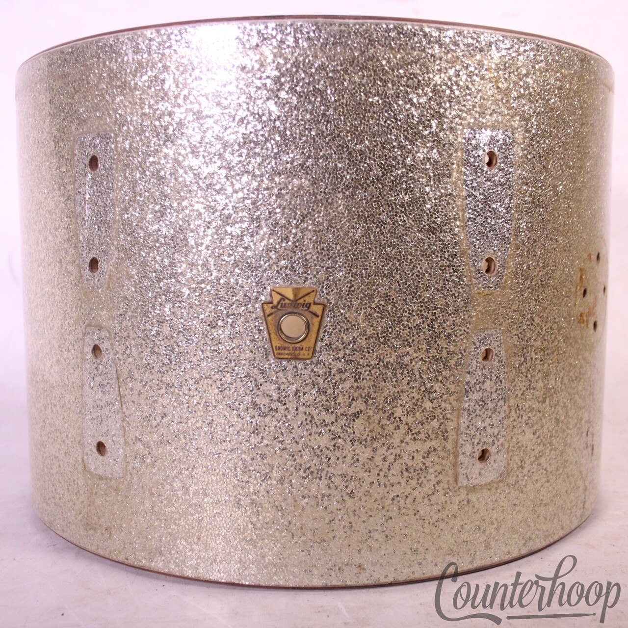 Ludwig 13x9" Silver Sparkle Tom Drum Shell Vintage 60s Pre-Serial 3Ply Mahogany — main photograph