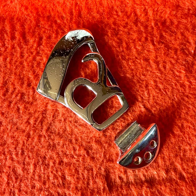 1960 Rickenbacker R logo guitar tailpiece Chrome