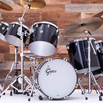 GRETSCH USA CUSTOM 7 PIECE PHIL COLLINS REPLICA CONCERT TOM DRUM KIT, NITRON BLACK (PRE-LOVED) image 4