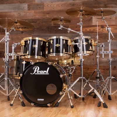PEARL MASTERS PREMIUM BIRCH (BRP) 5 PIECE DRUM KIT, BLACK MIST, GOLD FITTINGS (PRE-LOVED) image 6