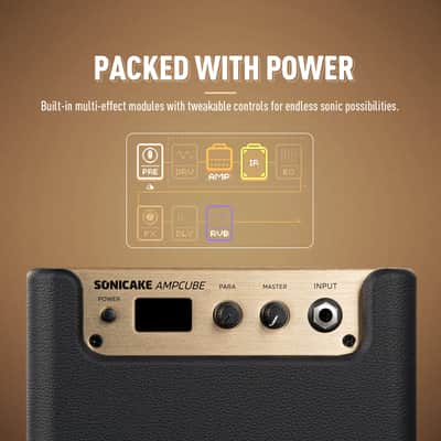 SONICAKE 10W BT Guitar Amplifier, Multi-effect Digital Modeling Speakers with APP, Portable Desktop All-in-one Guitar Amp with 80 Effects 100 Preset for Bedroom Practice, OTG AMPCUBE QAM-20(Shipping from local US,UK,EU warehouse) image 3
