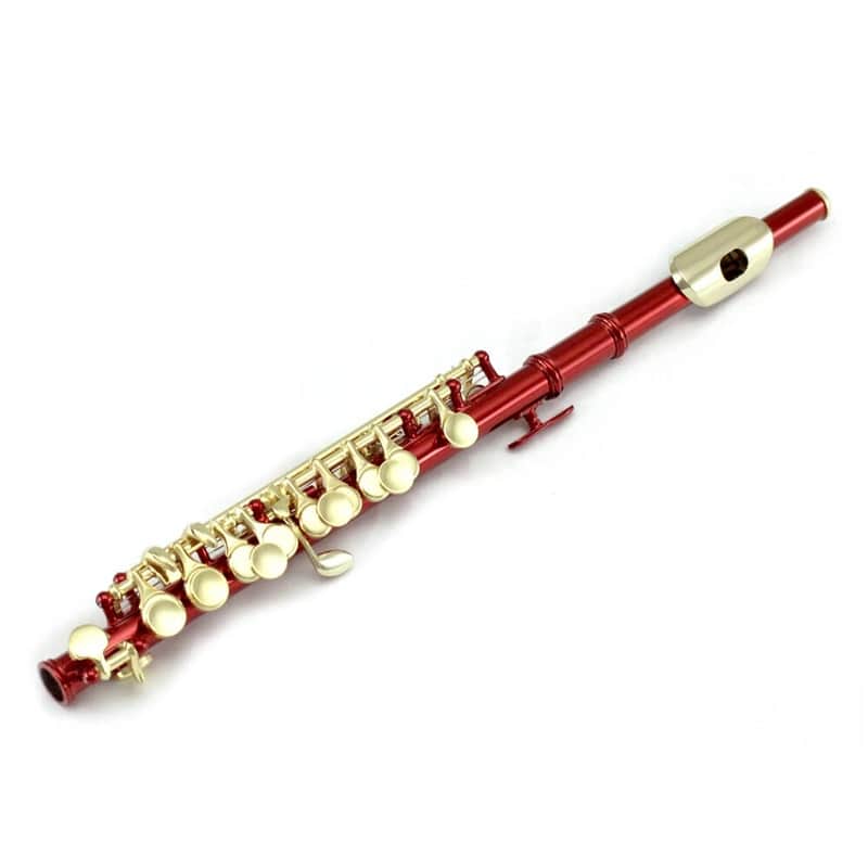 Red Piccolo Flute w Gold Keys LIMITED image 1