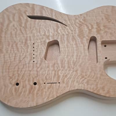 Shepard Custom Guitars Custom Telecaster Body Semi-hollow Backroute Quilted Maple Top On 1pc Okoume 2023 - Unfinished image 1