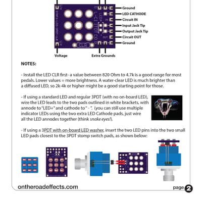 1-Color LED 3PDT True Bypass PCB’s - 10-pack image 5