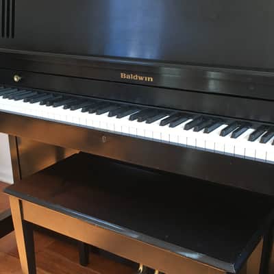 1994 Vintage Made in USA Baldwin 243HP Ebony Black Lacquer Acoustic Upright Studio Piano + Original Bench Key image 17