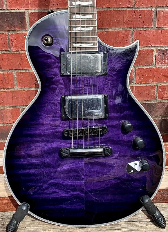 ESP LTD Deluxe EC1000 LEC1000QMSTPSB Quilt Maple See-Thru Purple Burst Guitar image 1