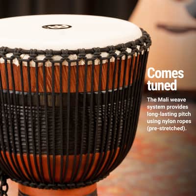 Meinl Percussion ADJ3-XL+BAG African Style Rope Tuned 13" Wood Djembe with Bag, Brown/Black (VIDEO) image 2