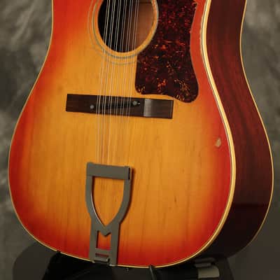 1966 Gibson B-45-12 string Dreadnought flattop acoustic Cherry Sunburst image 6