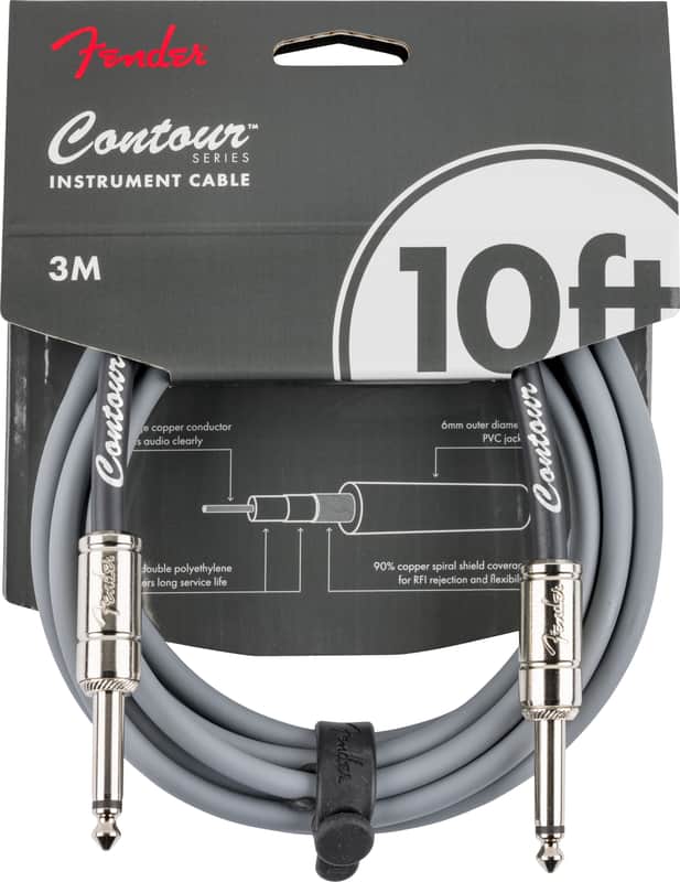 Fender Contour™ Instrument Cable, Inca Silver, 10' image 1