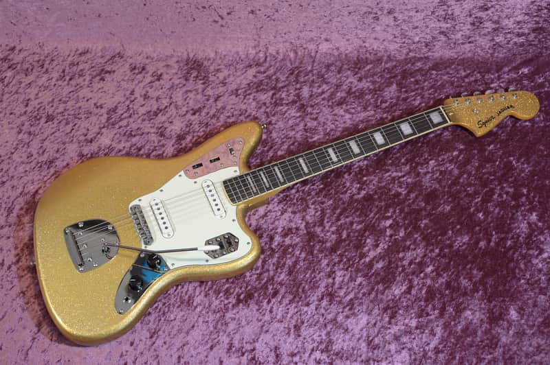 2025 Squier Classic Vibe 70's Jaguar Gold Sparkle Matching Head CME Exclusive