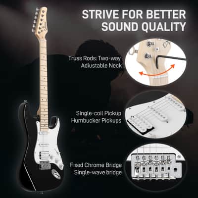 Glarry GST Electric Guitar HSS Pickups w/20W Amplifier - Black image 6