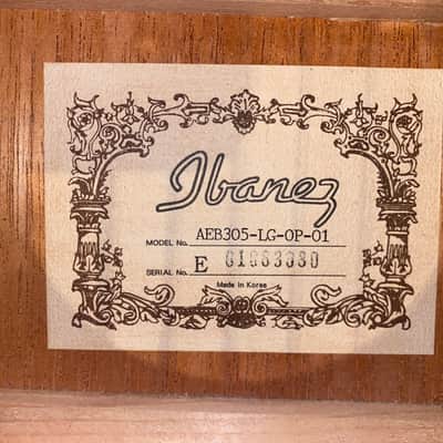 Ibanez 5-String Acoustic/Electric Bass AEB305-LG-OP-01 Made In Korea image 4